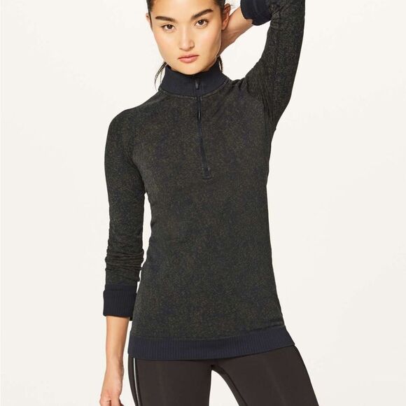 Lululemon Rest Less 1/2 Zip Black / Armory - Picture 2 of 6